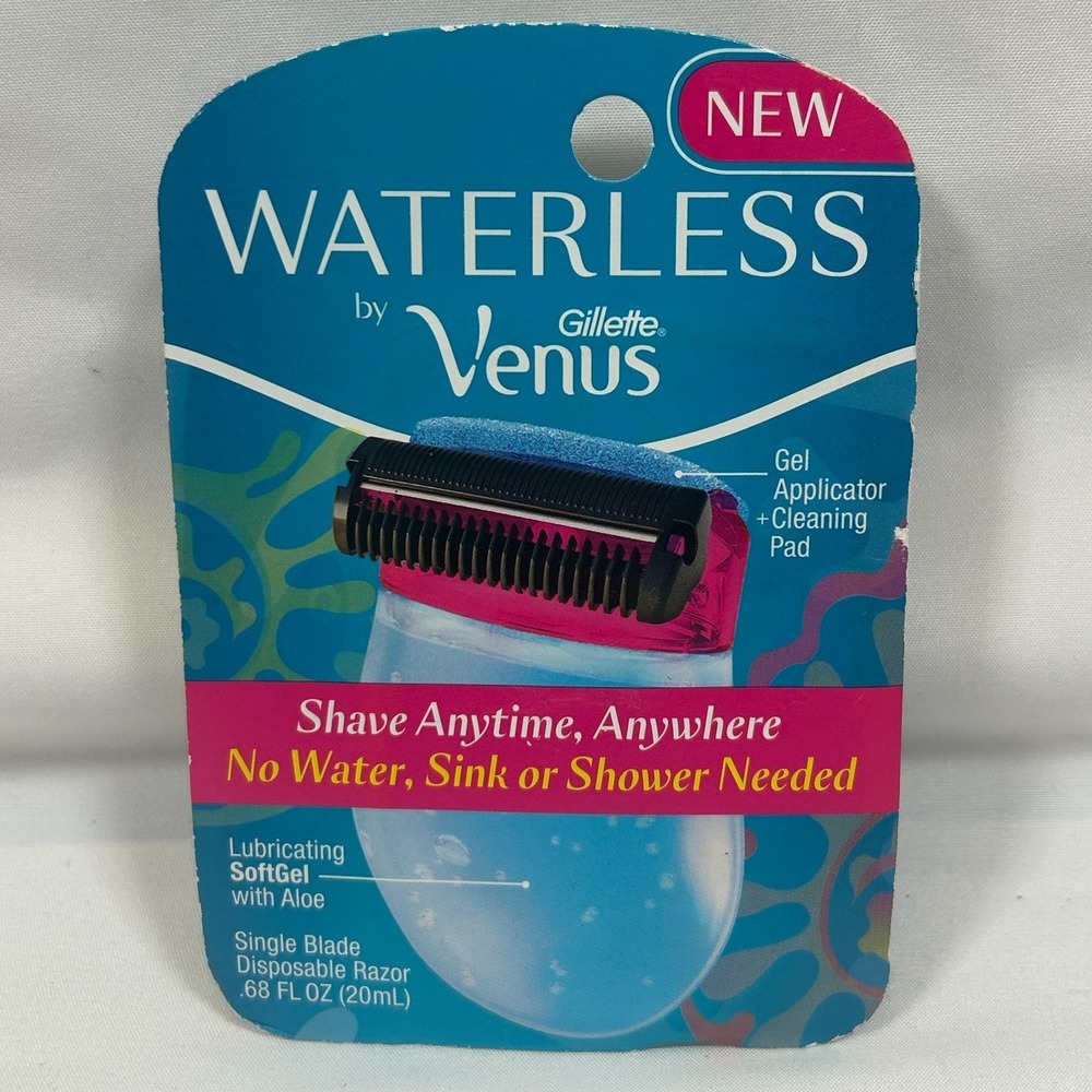 Gillette Venus Waterless Razor Shave Anywhere Hand Held Aloe Gel Single Blade